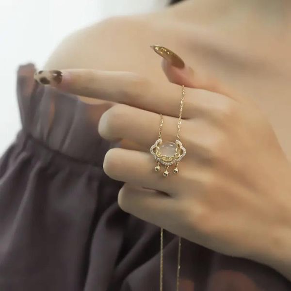 

pendant necklaces white chalcedony lucky clouds ruyi peace lock necklace girlfriends mother's day gift for mother long life clavicle ch, Silver