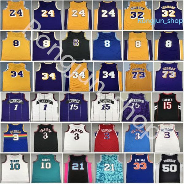 

mitchell and ness retro stitched basketball shirt iverson pippen rodman mcgrady anthony garnett malone mutombo bibby stockton campbell buckl, Black;red