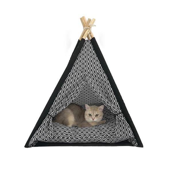 

cat beds & furniture pet tent bold solid wood bracket kennel puppy supplies portable storage warm and washable bed for cats