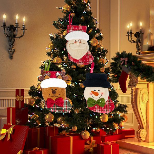 

cute christmas stockings children christmas stocking snowman santa claus elk bear candy gift bag fireplace xmas tree hanging decoration 1221