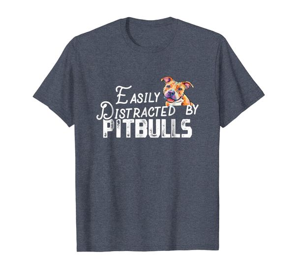 

easily distracted by pitbulls tshirt cute dog lover gift, White;black