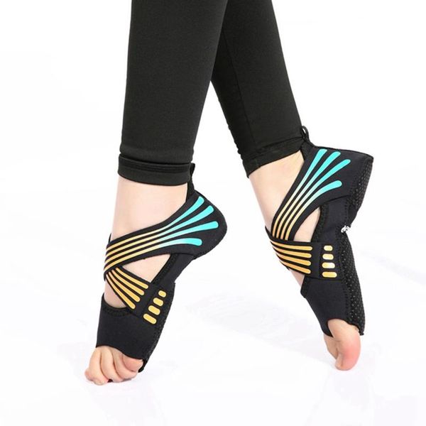 

sports socks 1 pair women yoga non-slip gym fitness massage sport ladies five fingers backless ballet dancing, Black