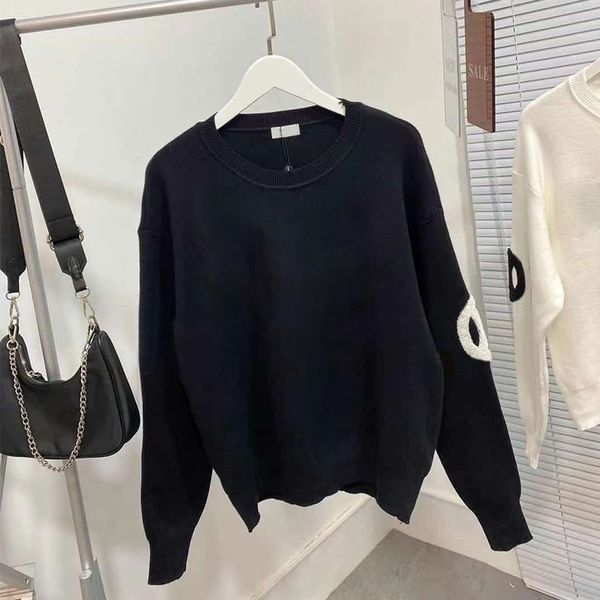 

dropship fashion women's hoodies autumn winter knitted sweater sweatshirts with pearl number 31 for women black white 2colors 98310
