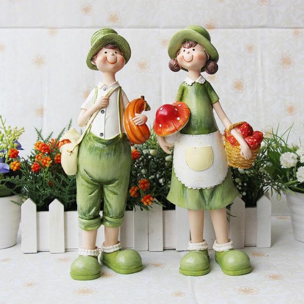 

decorative objects & figurines pastoral couple resin crafts statue ornaments sculpture office family home decoration wedding birthday christ