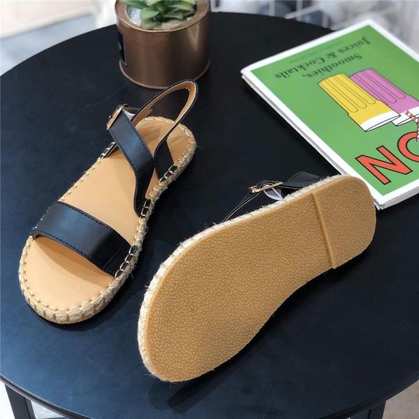 

summer soft flat serpentine solid color ladies sandals, Black