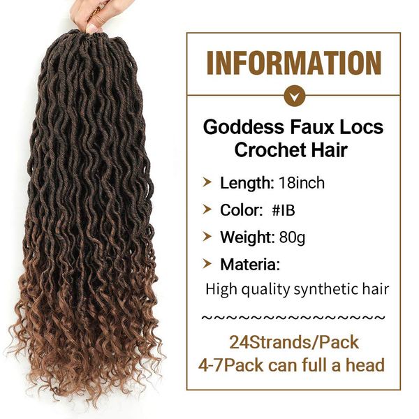 

costume accessories faux locs crochet hair wavy goddess river locs with curly ends soft braiding hair extension pre looped synthetic braids, Silver