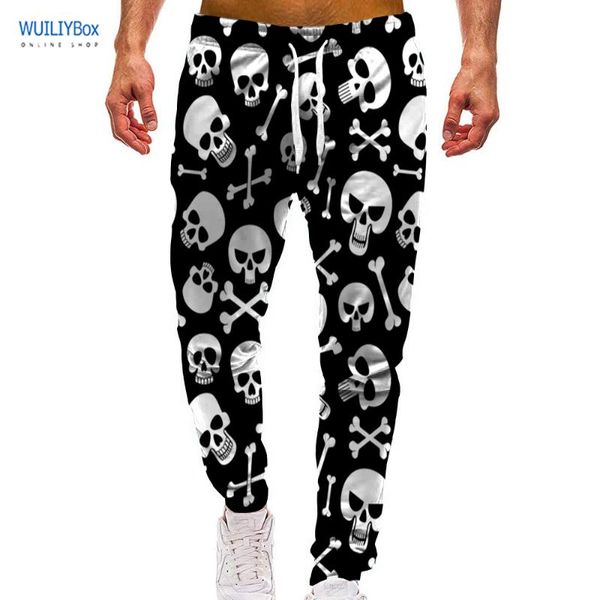 

men's pants 3d pattern sports skull print skeleton la hip hop graphic trousers men/women bone sweatpants with drawstring, Black