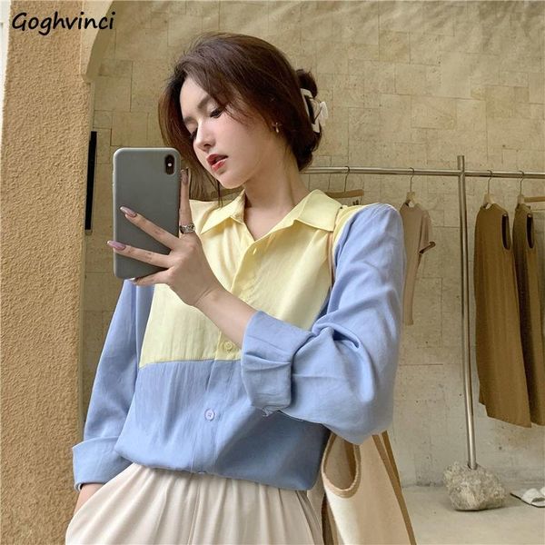 

women's blouses & shirts women autumn leisure elegant ol style patchwork design all-match trendy loose female korean daily, White