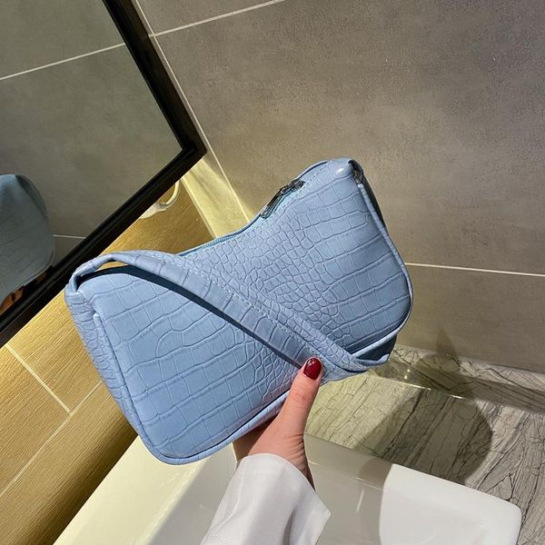 

evening bags crocodile pattern ladies casual underarm bag retro design pu leather small shoulder women handbag long wallet