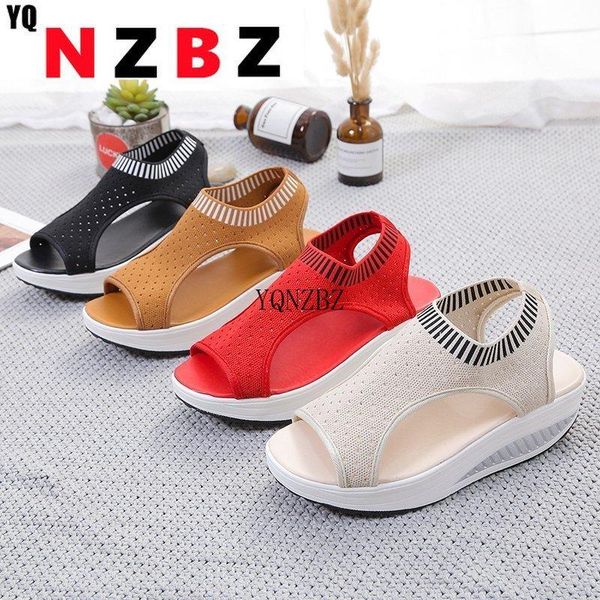 

dress shoes 2021 women sandals breathable comfort ladies walking wedge heels summer platform sandal mujer plus size, Black