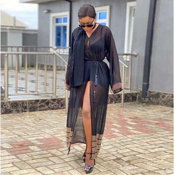 

women dress african dashiki chiffon summer maxi long plaid diamond ankle length transparent design fashion brand vestidos, Black;gray