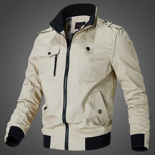 

men's jackets outdoor casual fashion all-match jacket 2021 autumn korean cotton tooling stand-up collar, Black;brown