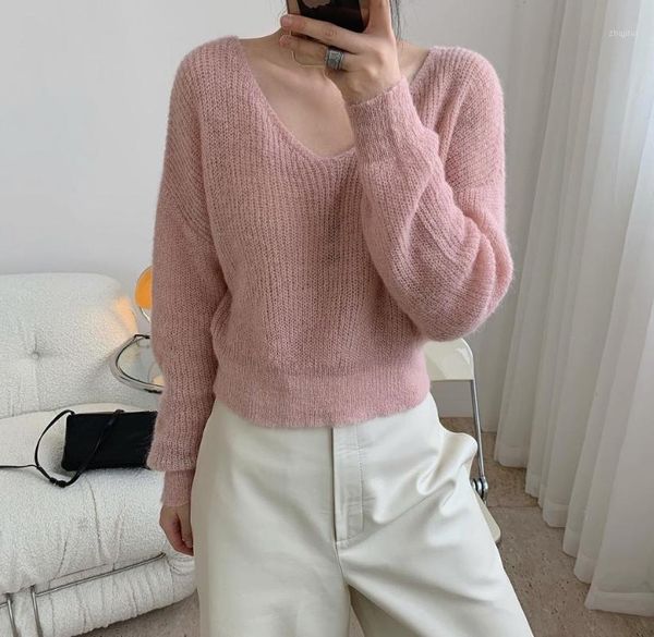 

women's sweaters pretty woman mohair short sweater, White;black