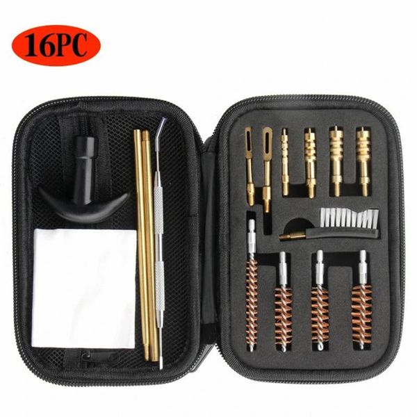 

professional hand tool sets 16pcs/set universal gun cleaning kit for .22/.357/.38/9mm/.40/.45 caliber rifle handgun pistol hunting set