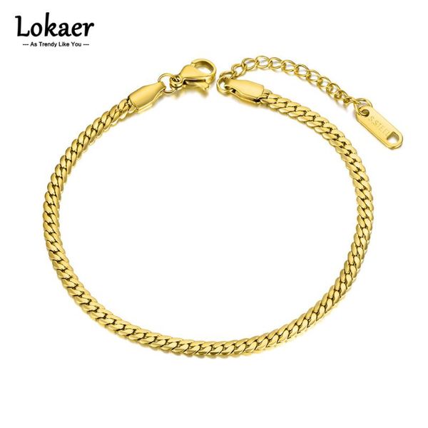 

link, chain lokaer punk gold plated 3mm width link bracelets bangles for women girls stainless steel bohemia beach bracelet b21109, Black