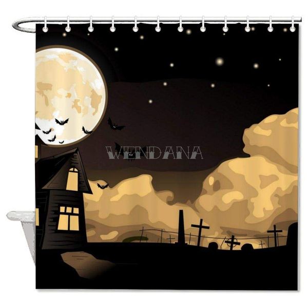 

halloween midnight full moon shower curtains decorative polyester waterproof bath curtains for bathroom holiday decor 72 inches