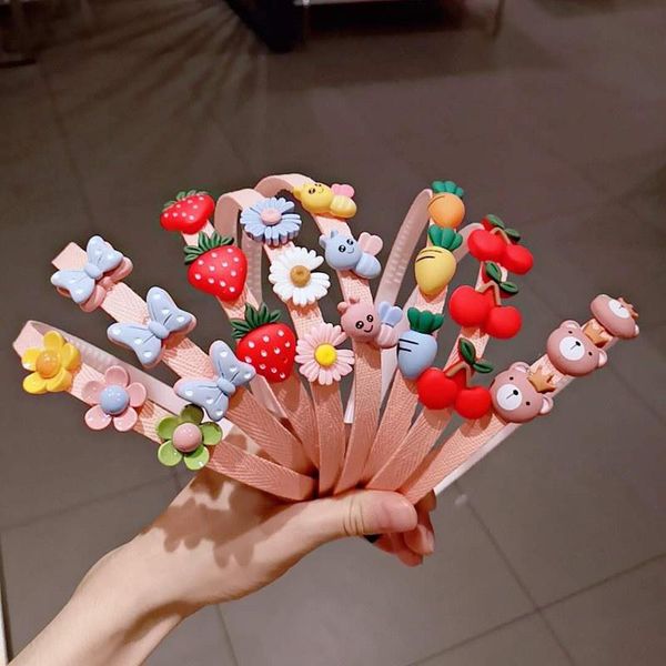 

hair accessories korean children headbands hairbands girls flower cartoon anti-slip headband headdress kids, Slivery;white