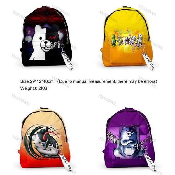 

backpack 2021 monokuma 3d casual men and women bag college key chain teenagers school