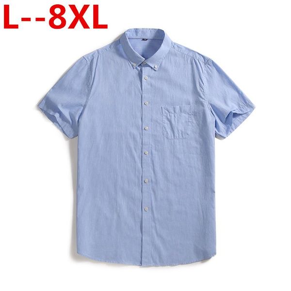 

plus 8xl 6xl 5xl 4xl pure cotton solid striped dobby turn down collar short sleeve non-iron summer comfortable men formal shirts men's, White;black