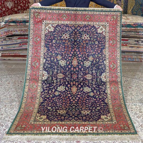 

carpets 4'x6' traditional handmade carpet red lantern design vantage antique silk area rug (tj245a)