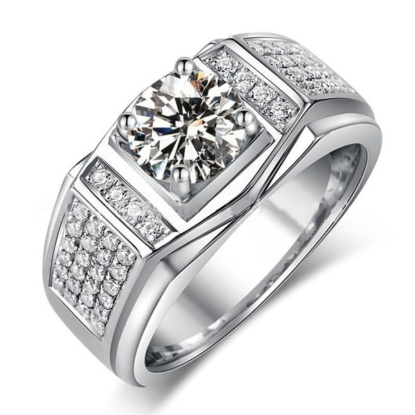 

new luxury hand decoration popular men's zircon diamond ring, Golden;silver