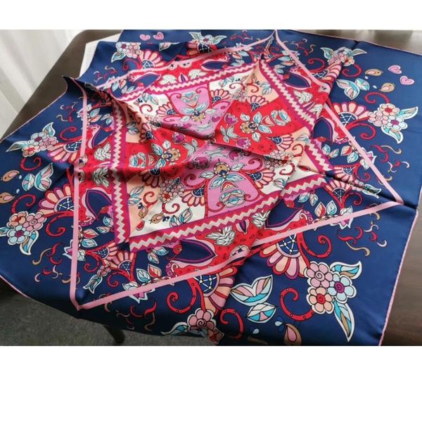 

scarves 14mm 100% twill silk scarf wraps hand rolled edges, Blue;gray