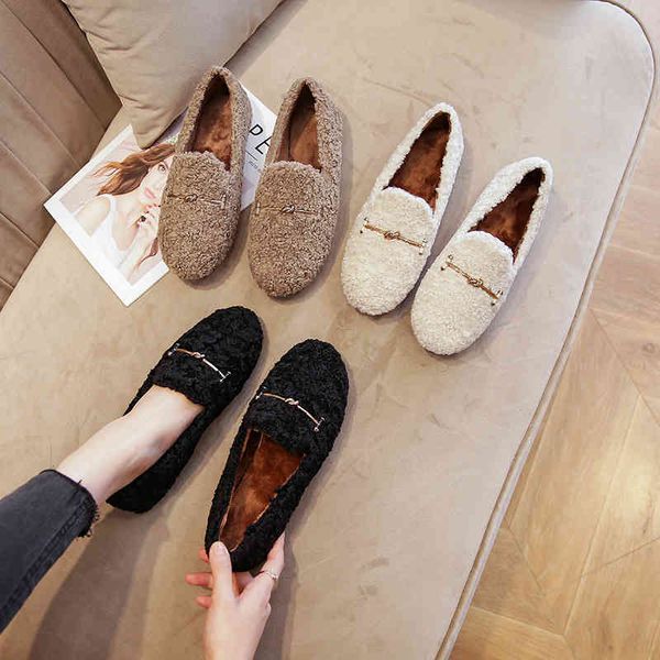 

dress shoes sapatos de algodÃ£o com sola plana, sapatos casuais para mulheres preguiÃ§a lÃ£ caxemira e tipo pedal o inverno hrs7, Black