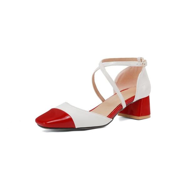 

dress shoes mkkhou fashion sandals women 2021 summer simple square head matching color cross buckle 4.5cm middle heel open, Black