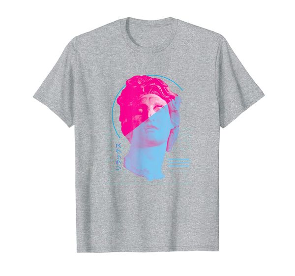 

greek statue helios vaporwave aesthetic t-shirt, White;black