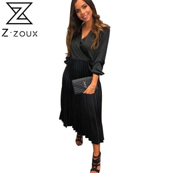 

women dress v-neck pleated dresses black blue green plus size vintage long summer clothes fashion 210513, Black;gray