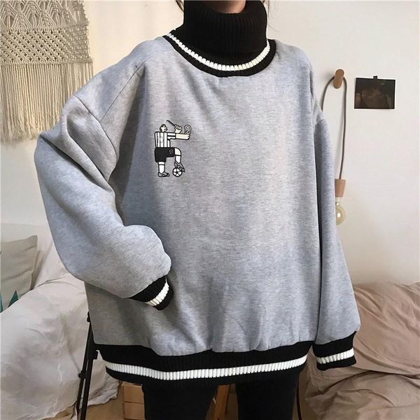 

women's hoodies & sweatshirts 2021 winter casual wild women hoody print harajuku anime characterdigital sweatshirt long-sleeved fashion, Black