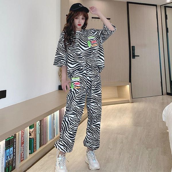 

ethnic clothing suit women's pattern corset korean casual t-shirt style summer loose pants high short-sleeved waist two-piece zebra, Red