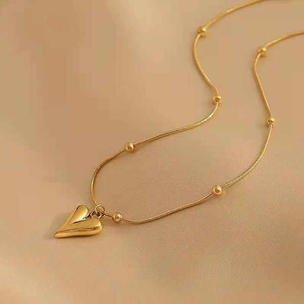 

pendant necklaces temperament heart chain necklace for women 2021 stainless steel stylish choker jewelry party gift, Silver