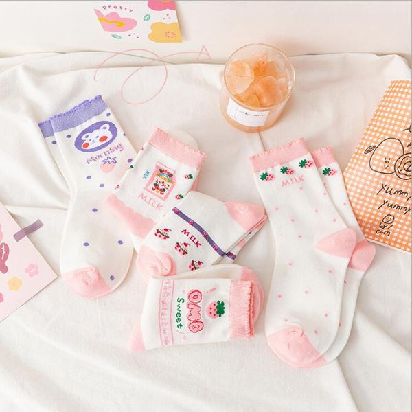 

nice gift trendy sweet and cute women's socks & hosiery flw065a fashion lady girls cream girl soft cutes stockings, Black;white