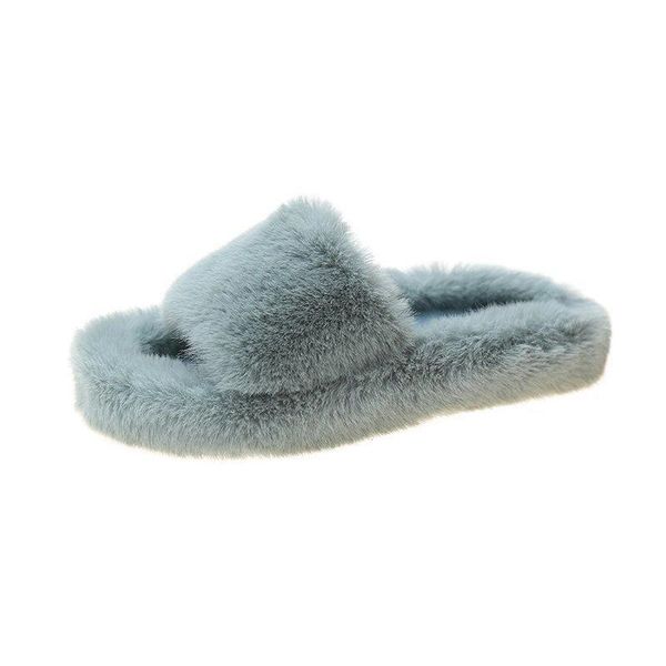 

plush slippers women wear thick soles and velvet in autumn winter, Black