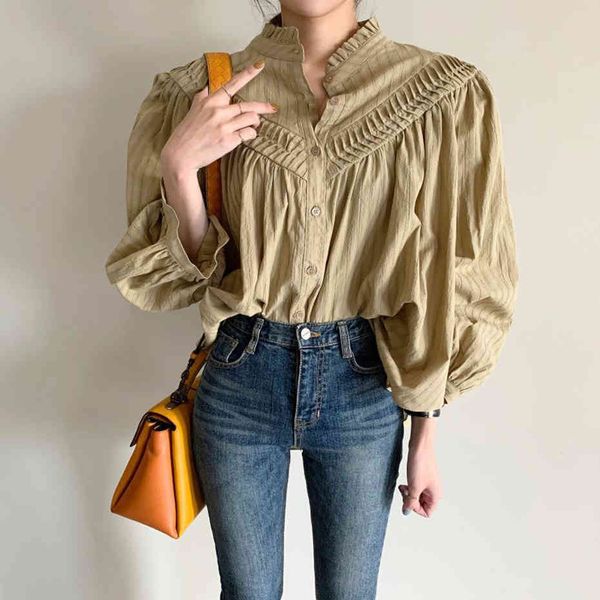 

skirt embroidery unique breasted flashlight female style shirt stylish girly frilly ladies'ruffled blouse, Black