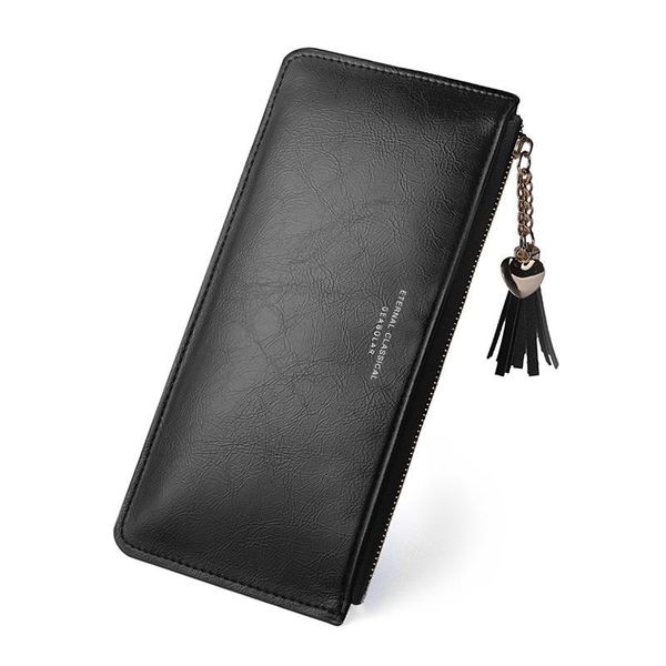 

card holders en wallets for men wallet fashion long leather holder classic female purse zipper brand women, Brown;gray