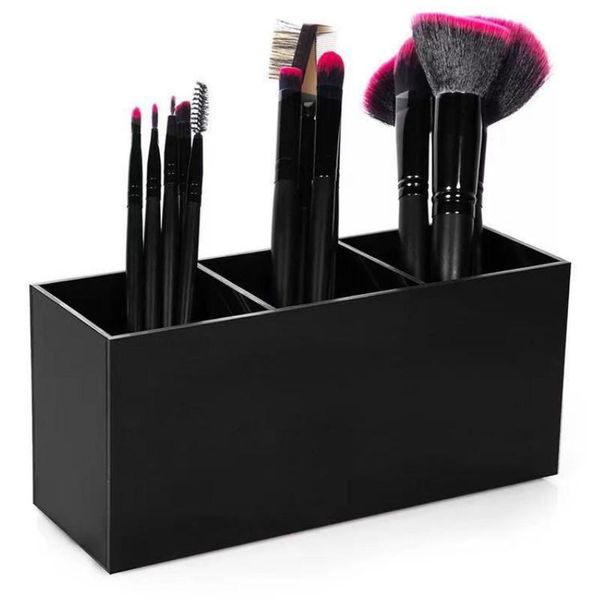 

acrylic makeup brush holder strong 3-slot cosmetics brushes organizer lip gloss for dresser bathroom mj1106 storage boxes & bins