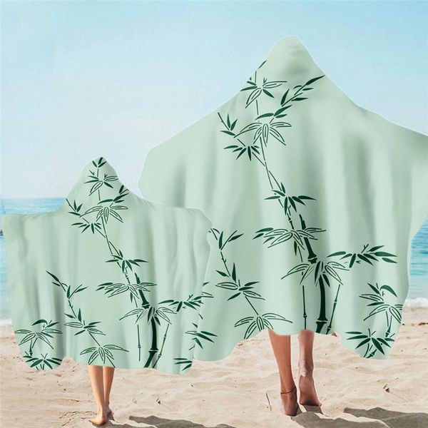 

towel plant pattern microfiber beach poncowel for child absorbent quick drying bath cape blanket outdoor sport bathrobe