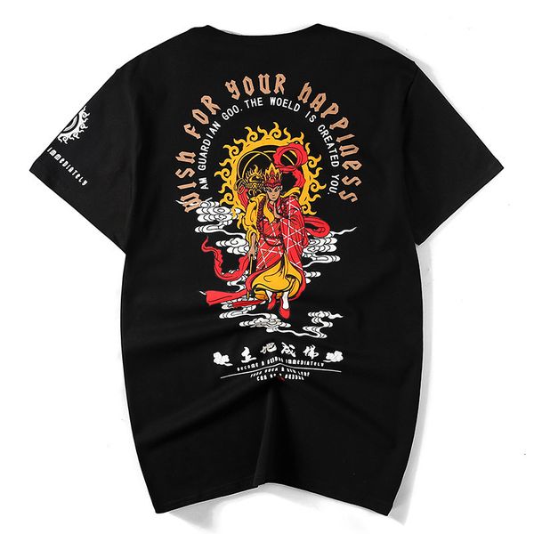 

t shirts arrival hip hop casual cotton o-neck tshirt homme shirt men trend chinese style original cartoon loose summer male, White;black