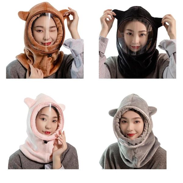 

berets c6ud lightweight fleece face cover warm windproof hood solid color head for outdoor sport ski motorcycle cycling, Blue;gray