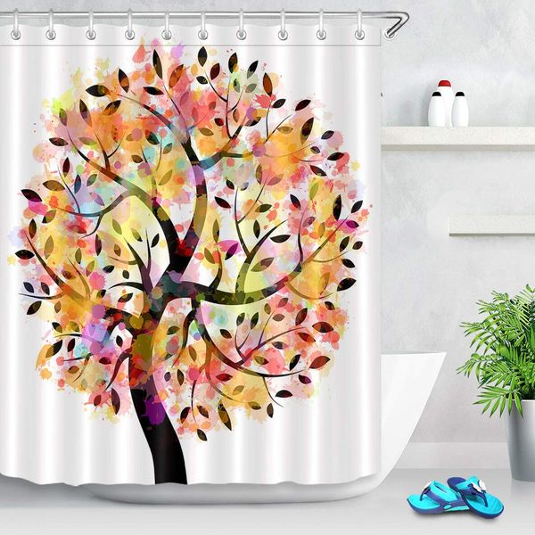 

watercolor colorful tree luxury decoration bathroom decoration shower curtain waterproof fabric shower l to send 12 hooks 72