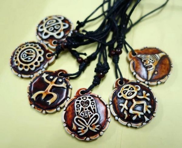 

35 pcs mixed lucky totem necklace round design jewelry, Silver