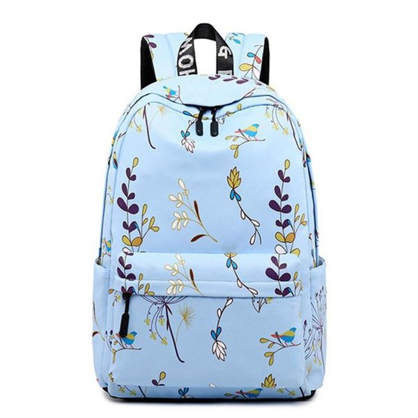 

backpack casual waterproof women flower print girls college lapbackpacks lady travel sky blue