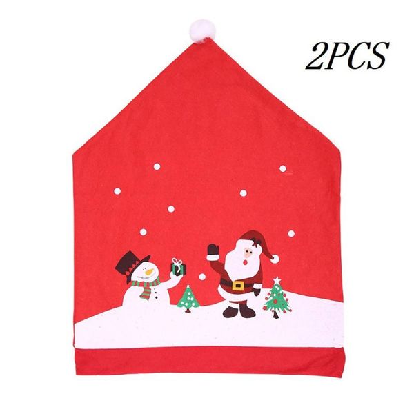 

2/4pcs party holiday christmas decor santa claus dinner table chair hats covers red hat backside decoration