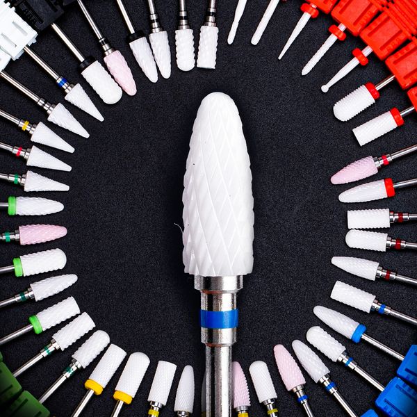 

19 type ceramic nail drill bit for electric drill machine manicure accessory ceramic milling cutter nail file tool nail salon