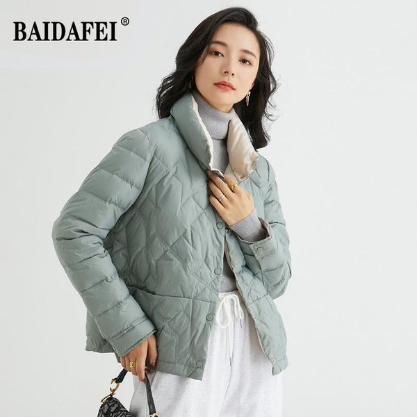 

women's down & parkas womens puffer jacket 2021 arrivals autumn winter women stan collar fashion casual korean short white duck, Black
