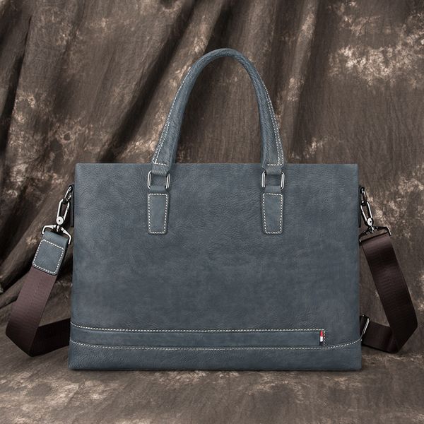 

briefcase leather men's bag business handbag hand holding simple large capacity