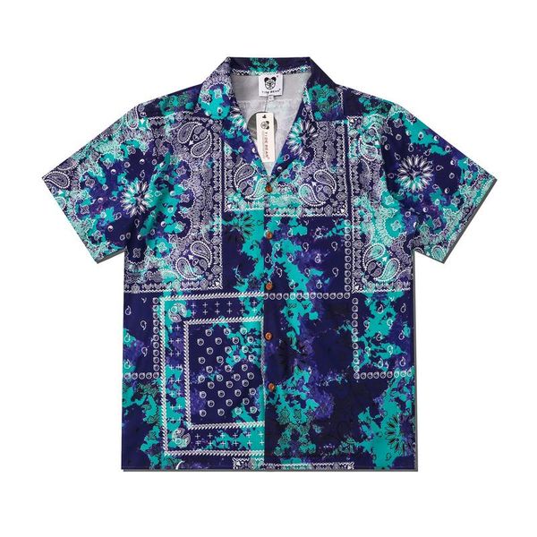 

men's casual shirts 2021 high street hawaiian green paisley flowers full print beach cardigan leisure short sleeves man, White;black