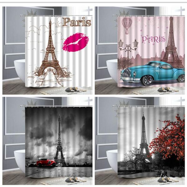 

shower curtains paris tower landscape waterproof polyester bathroom curtain bath screen bathtub accessories with hooks